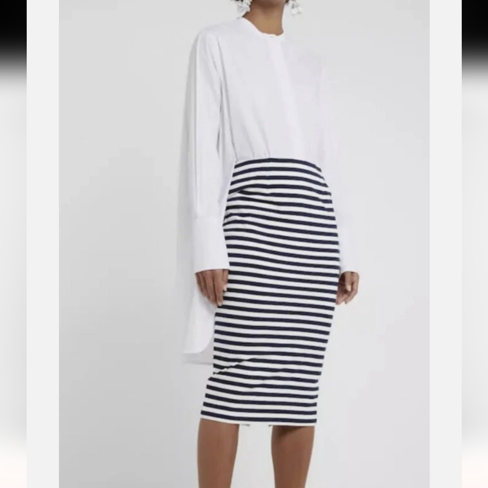 J. Crew Black and White Striped Pencil Skirt